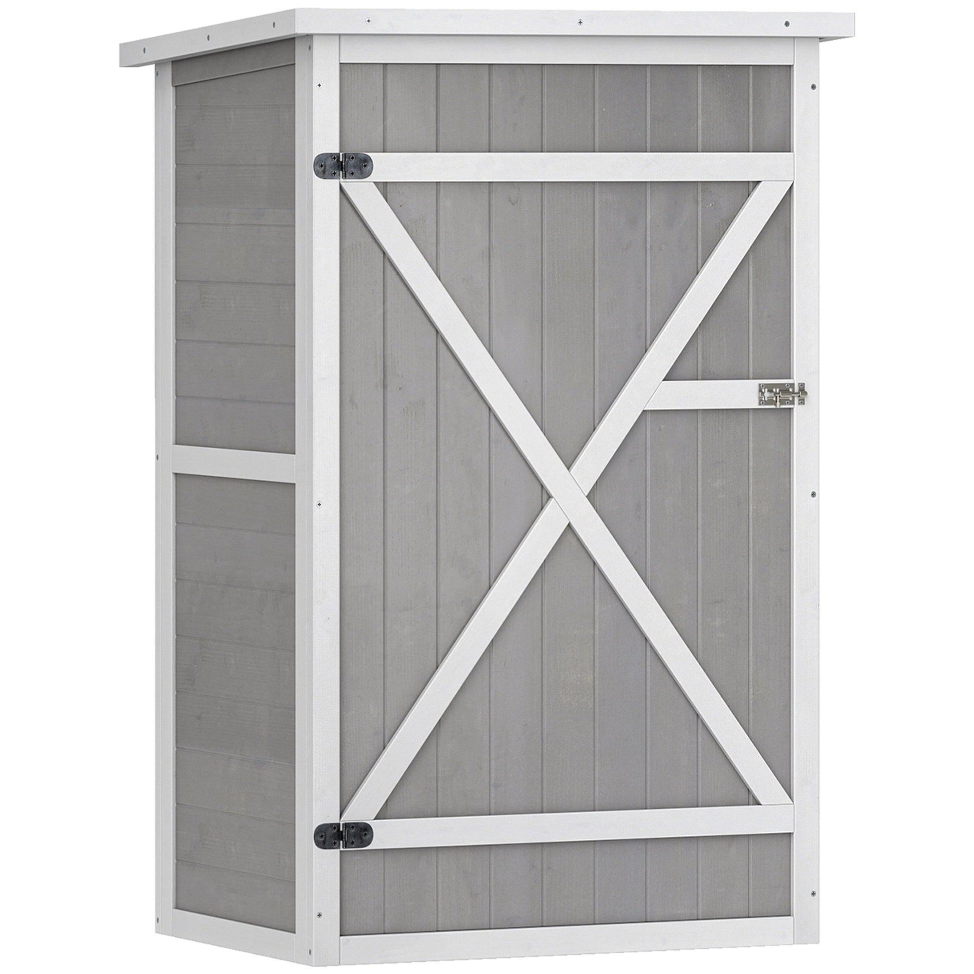 Outsunny Caseta De Jardín De Madera 75x56x115 Cm Con 3 Estantes Puerta Pestillo_0