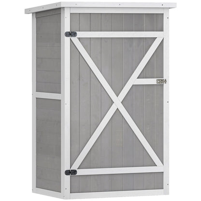 Outsunny Caseta De Jardín De Madera 75x56x115 Cm Con 3 Estantes Puerta Pestillo_0