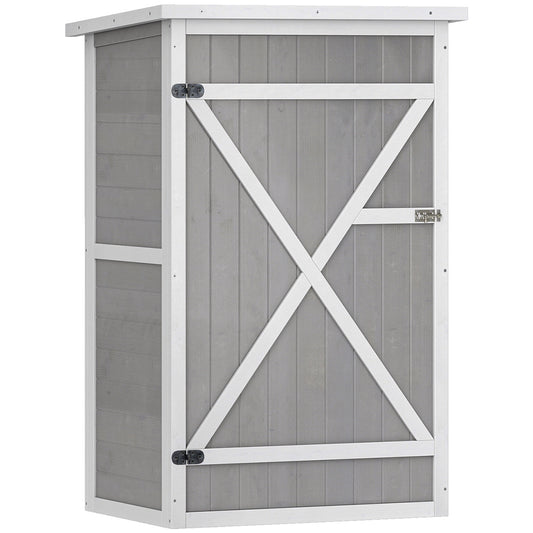 Outsunny Caseta De Jardín De Madera 75x56x115 Cm Con 3 Estantes Puerta Pestillo_0