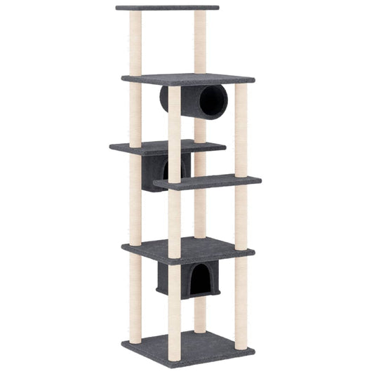 Rascador Para Gatos Con Postes De Sisal Gris Oscuro 169 Cm_0