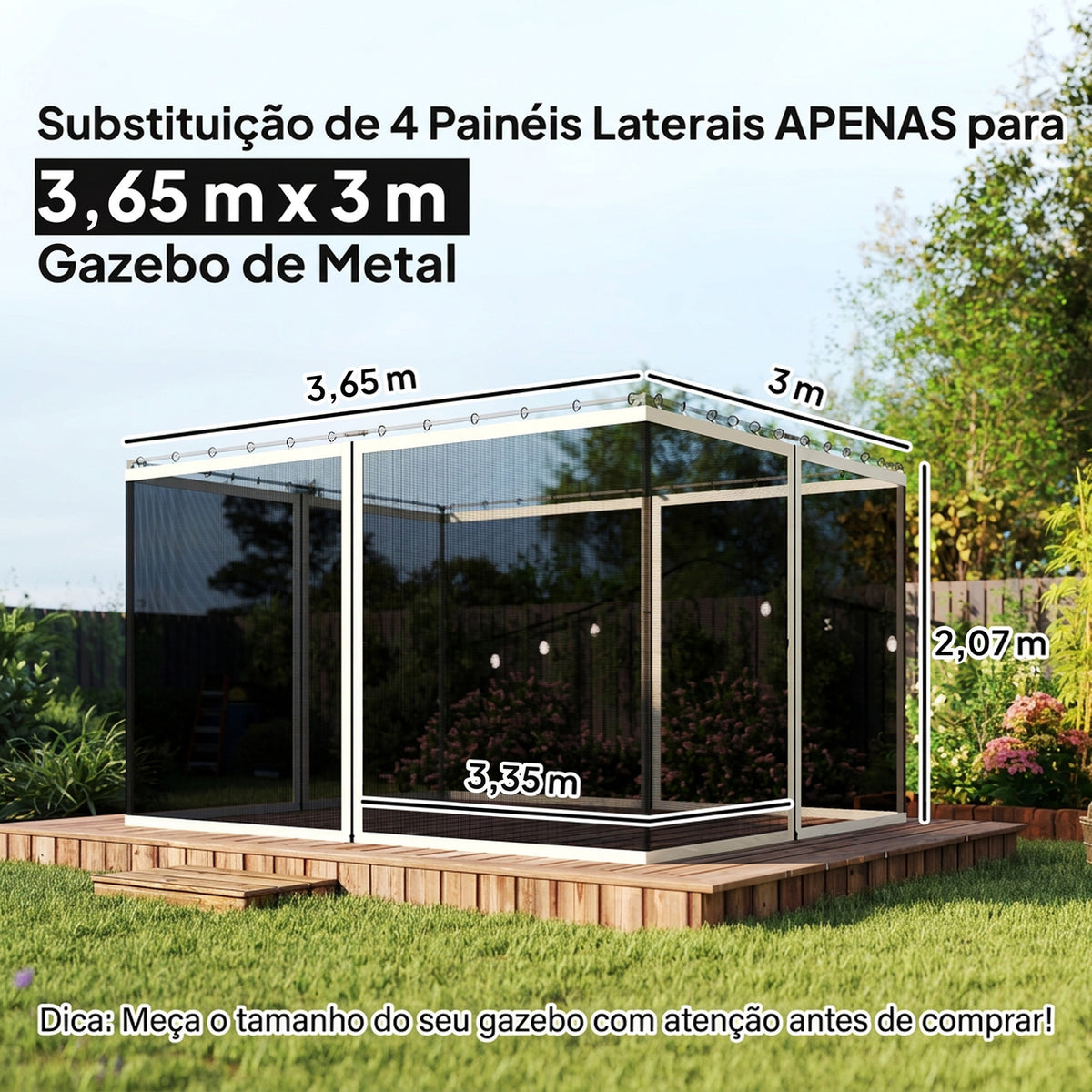 4 Paneles Laterales De Mosquitera Para Carpa Outsunny Negro 335x207cm_2