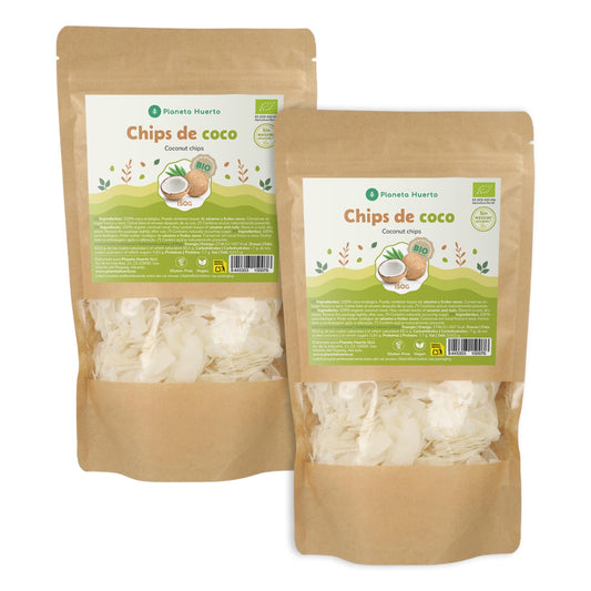 Pack 2x Chips de coco sin azúcar ECO Planeta Huerto 150 g