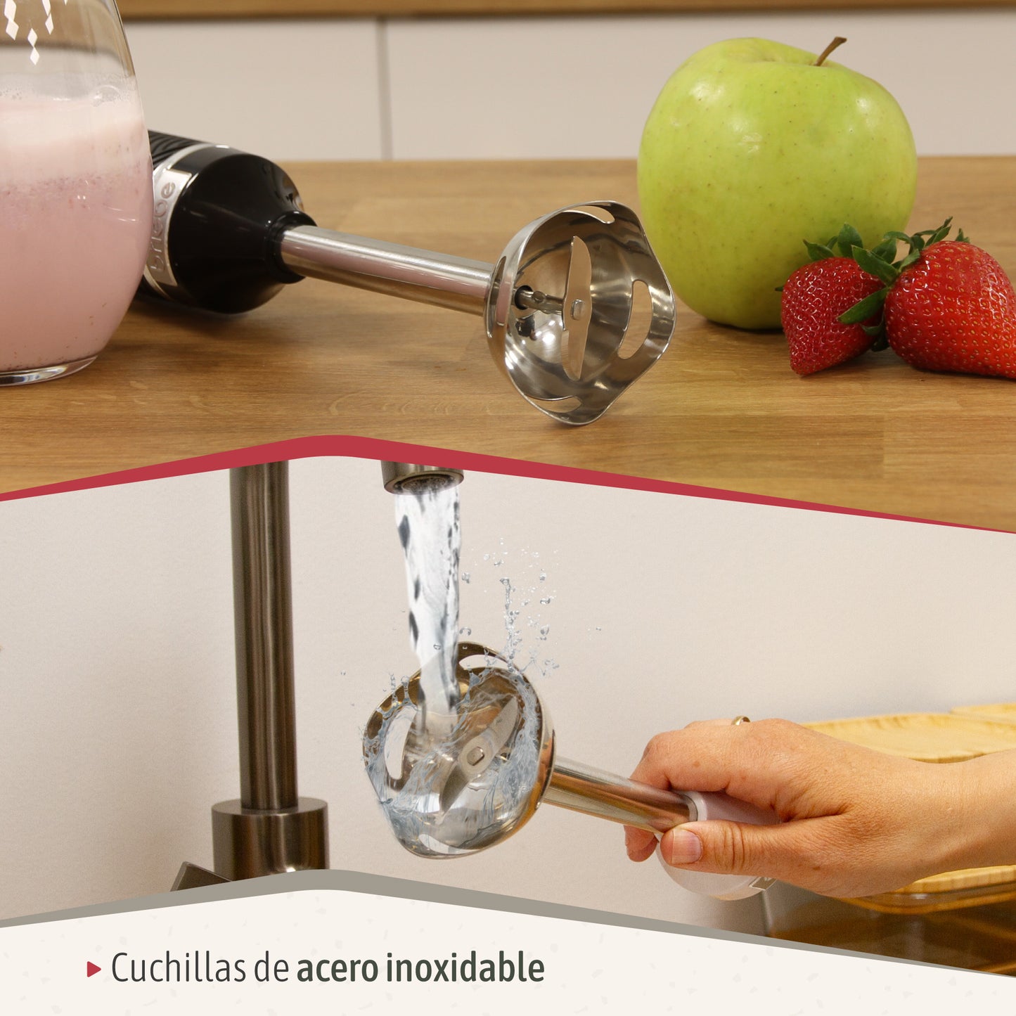 Briebe Batidora De Mano Brazo Desmontable, Cuchillas De Corte En Acero Inoxidable Diseño Ergonómico, Hb1173blk, Negro_5