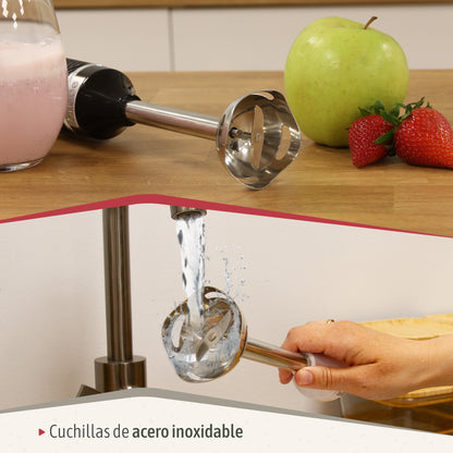 Briebe Batidora De Mano Brazo Desmontable, Cuchillas De Corte En Acero Inoxidable Diseño Ergonómico, Hb1173blk, Negro_5