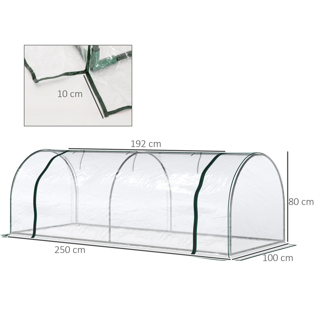 Outsunny Invernadero Caseta 250x100x80 Cm Para Jardín Terraza Cultivo De Plantas_2