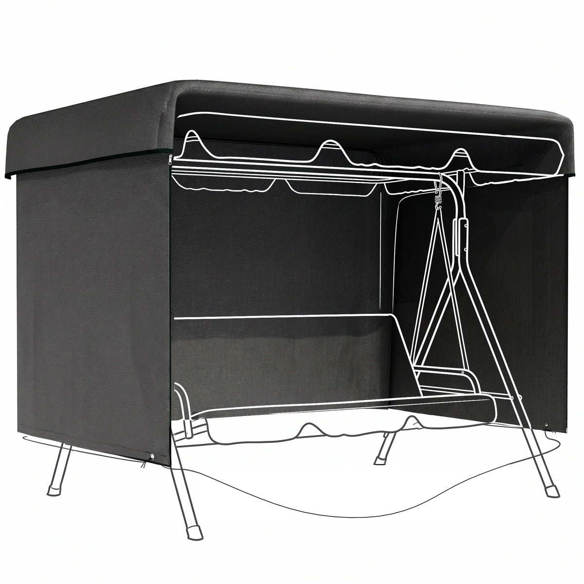 Outsunny Funda Balancín Jardín Con Cremallera 215x155x150 Cm Negro_0