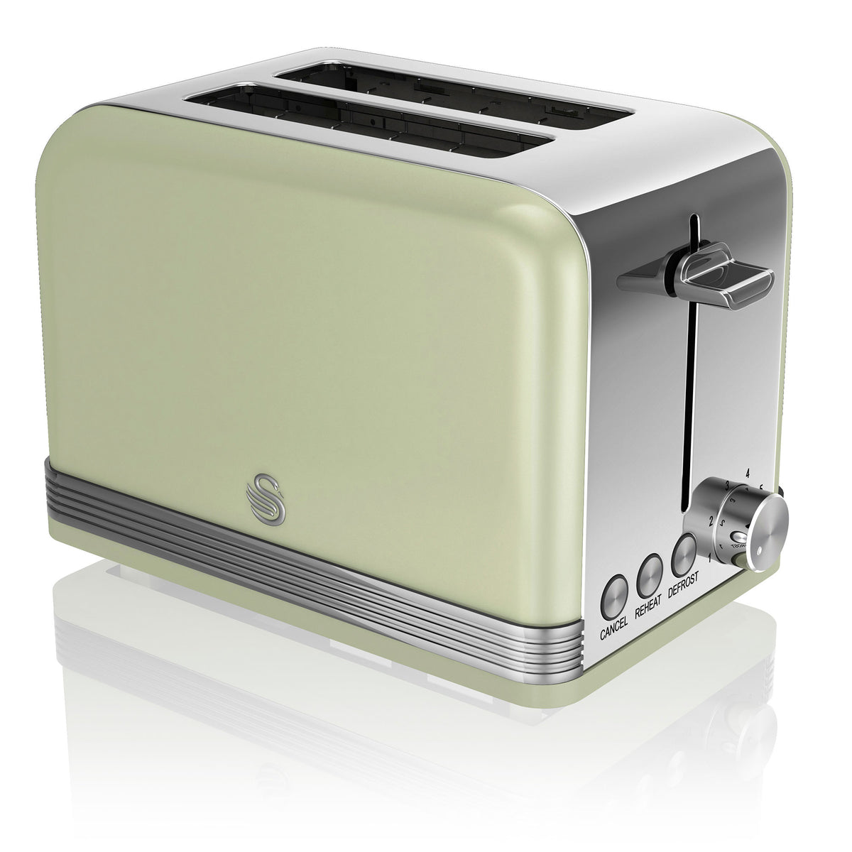 Swan Retro Set Desayuno Hervidor De Agua 1,8 L Inalámbrico, Tostadora 2 Rebanadas Anchas, Vintage, Stp7050gneu, Verde_4
