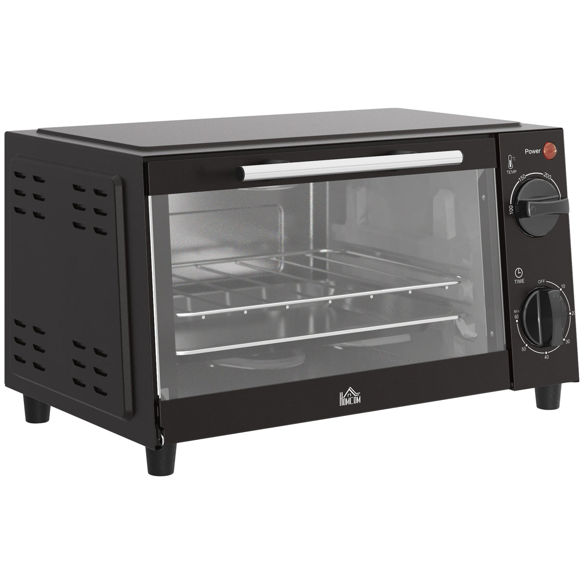 Homcom Mini Horno Eléctrico 9l 50w Con Temperatura Ajustable Temporizador Negro_0