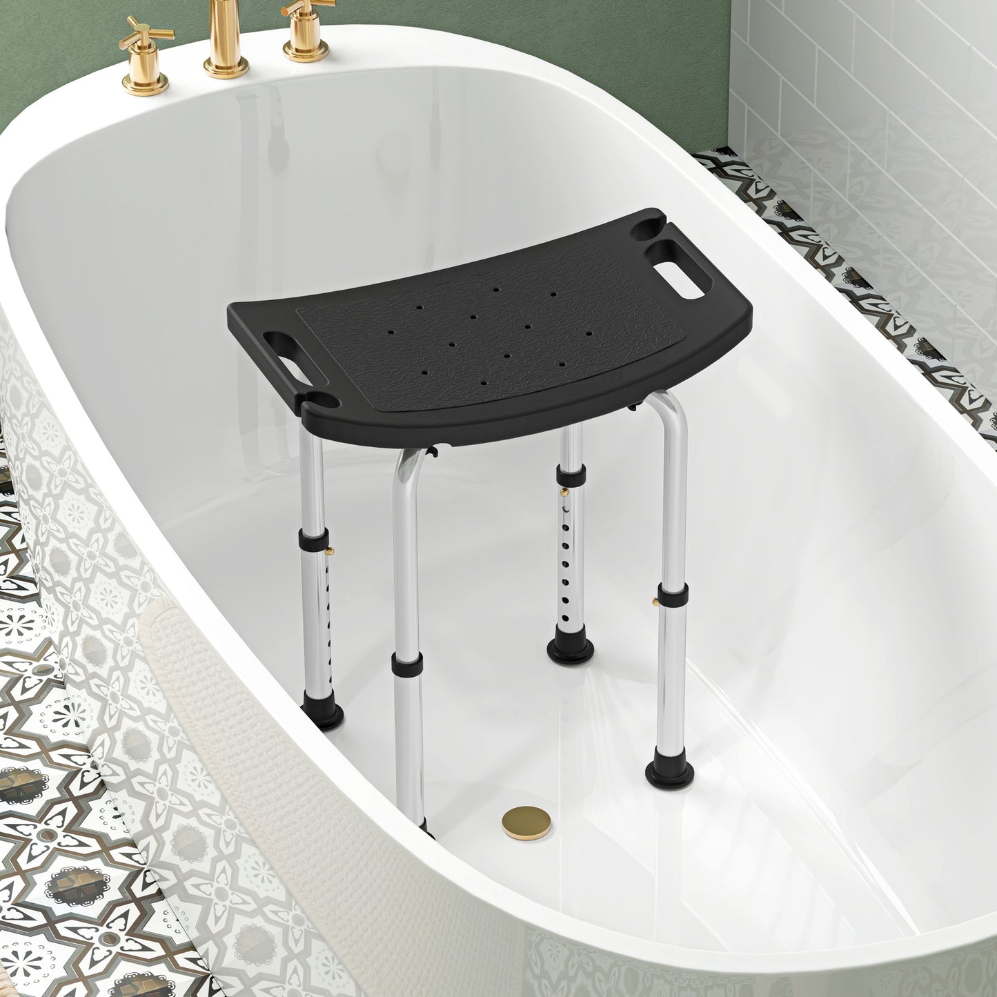Homcom Taburete De Ducha Con Altura Regulable Y Patas Antideslizantes Negro_4
