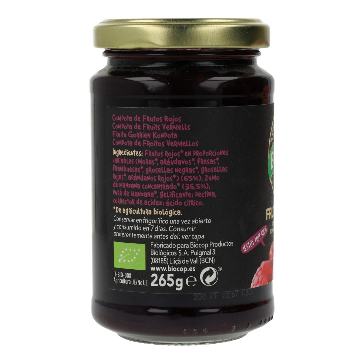Compota de Frutos Rojos BIO Biocop 265 g