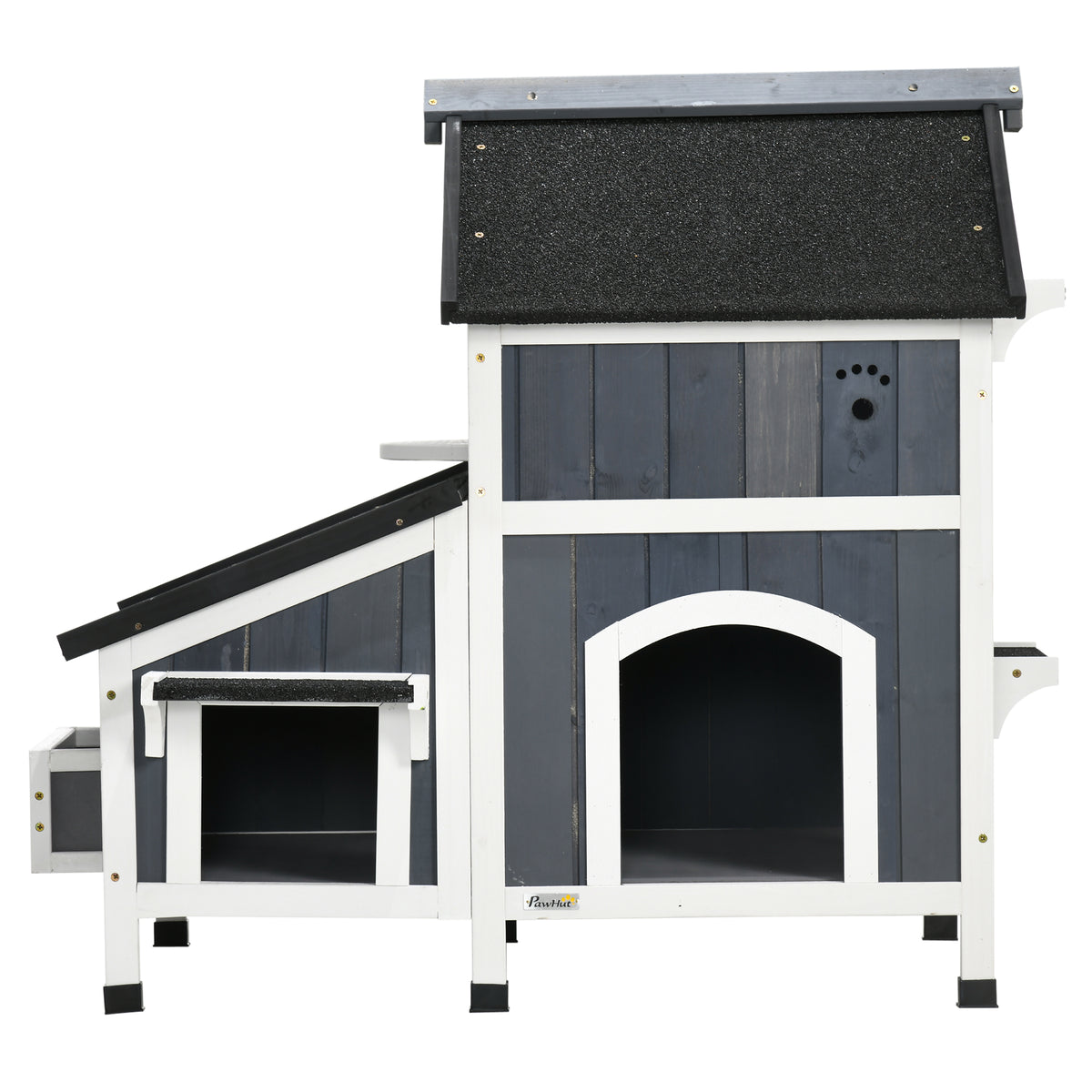 Pawhut Caseta Para Gatos De Madera De 2 Niveles Con Macetero 96x65x85,5 Cm Gris_1