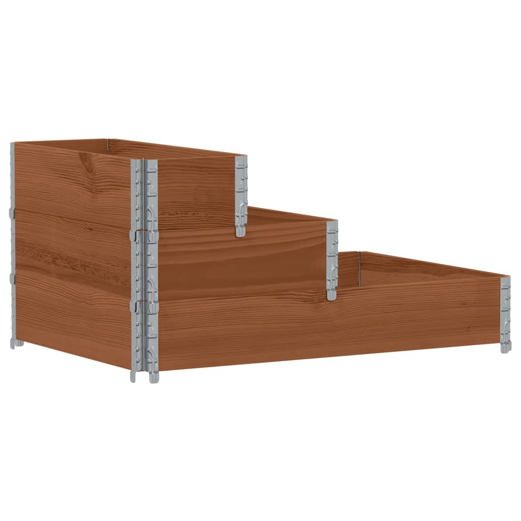 Arriate Elevado De 3 Niveles Madera Maciza Pino Marrón 120x80cm_0