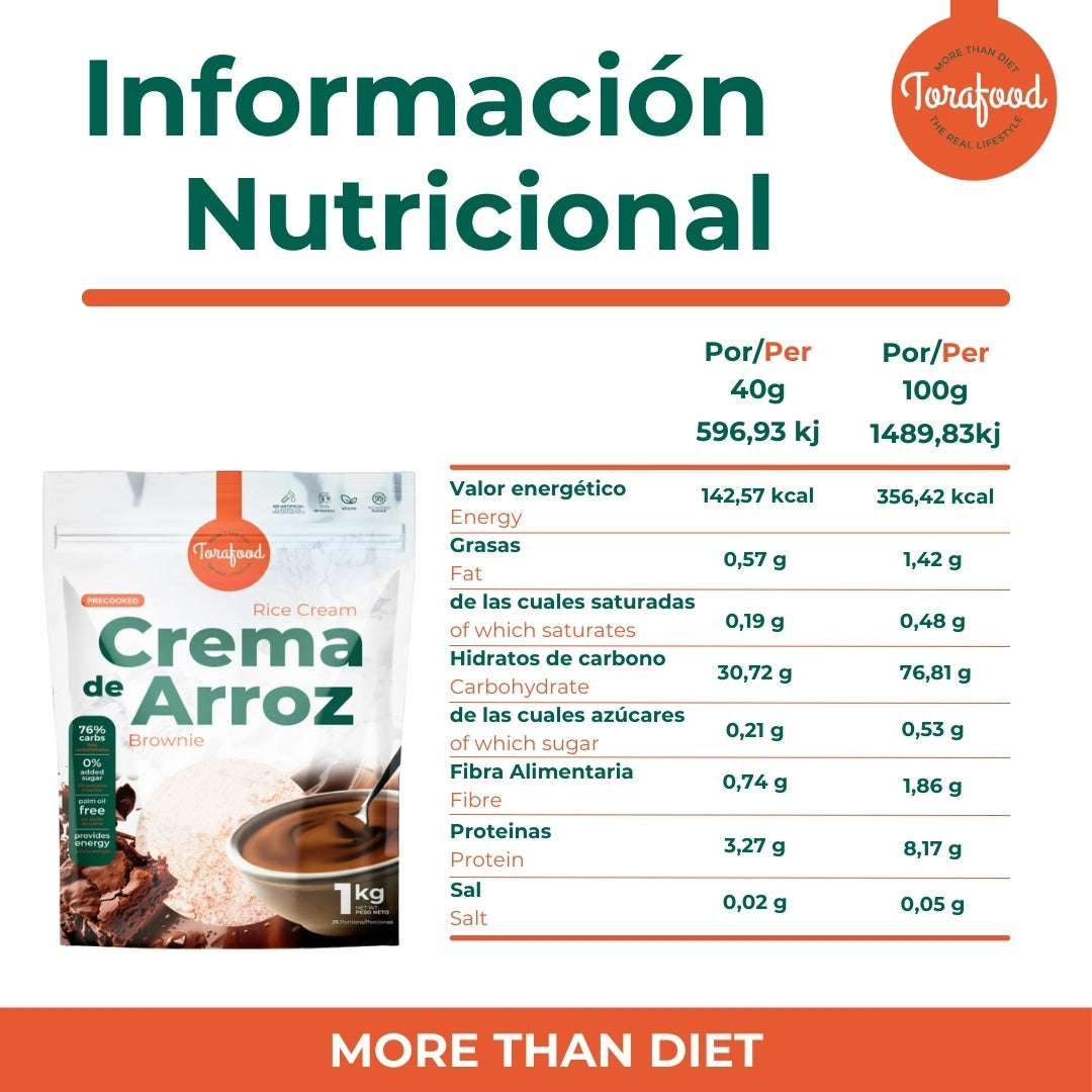 Crema De Arroz Brownie Torafood 1kg