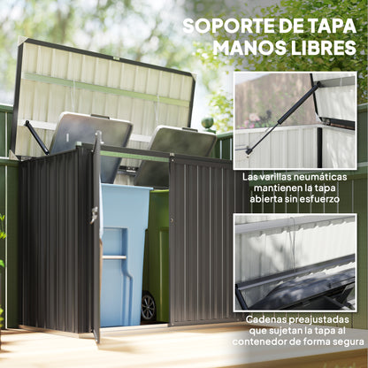 Cobertizo Para Contenedor De Basura Doble De Acero Galvanizado Con Tapa Abatible_5