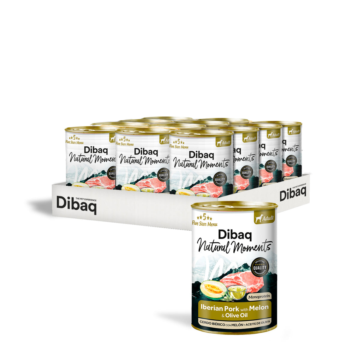 Dibaq Natural Moments Adulto Cerdo Ibérico Con Melón, 12 Latas X 380gr_0