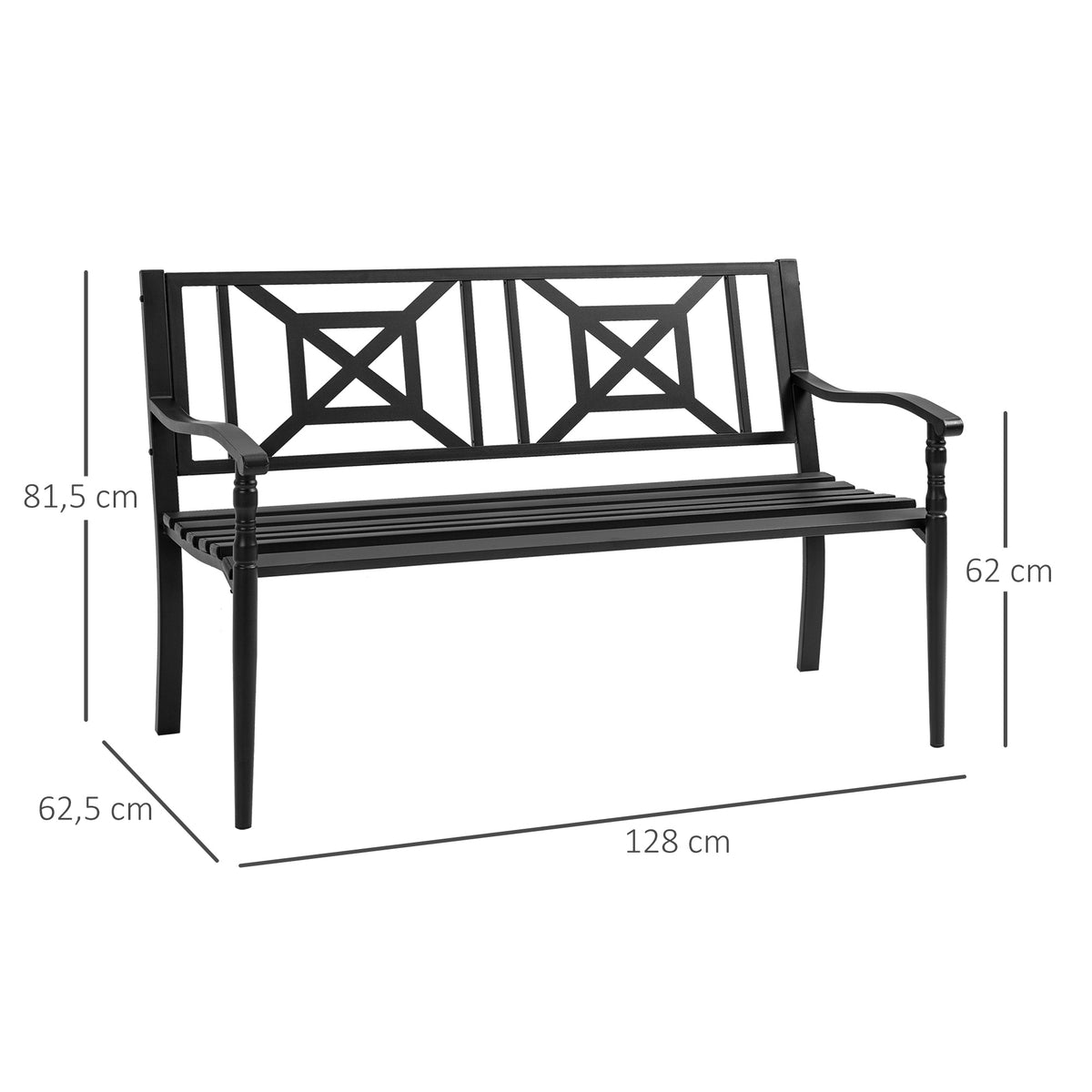 Outsunny Banco Jardín 2 Plazas Acero Con Reposabrazos Para Terraza Carga 240 Kg_2