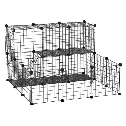 Valla Para Animales Pawhut Acero, Pp Resina Negro 105x105x70 Cm_0