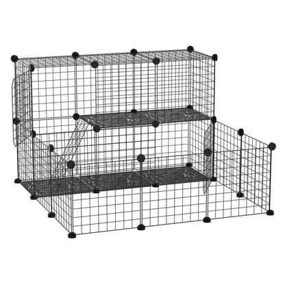 Pawhut Valla Para Animales Pequeños Diy Con 24 Paneles Para Conejos 105x105x70cm_0