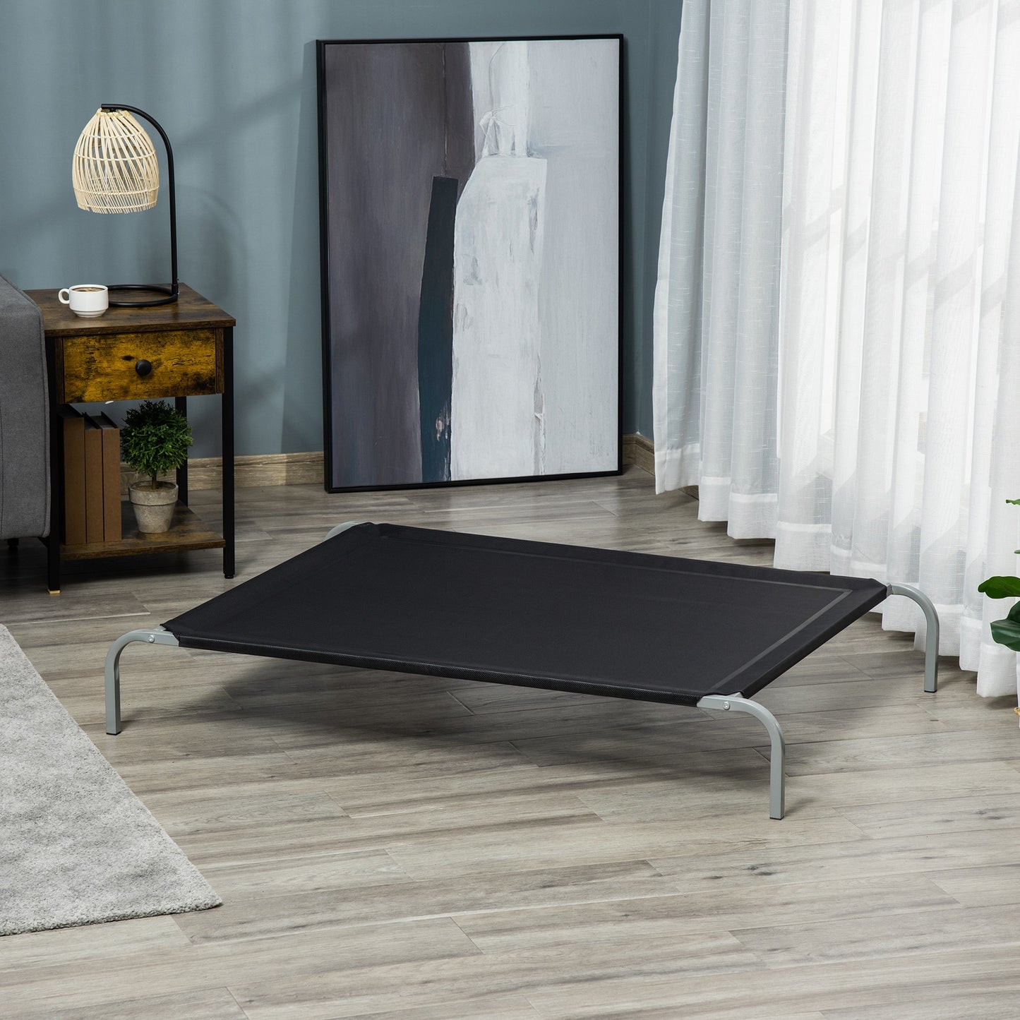 Pawhut Cama Elevada Perros Transpirable Para Interiores Y Exterior 130x90x20 Cm_1