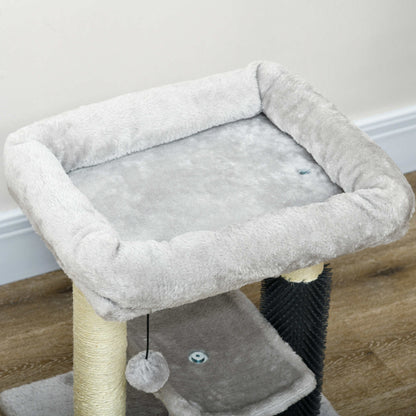 Pawhut Rascador Para Gatos Altura 48 Cm Con Plataforma En U Y Cepillo Gris_4