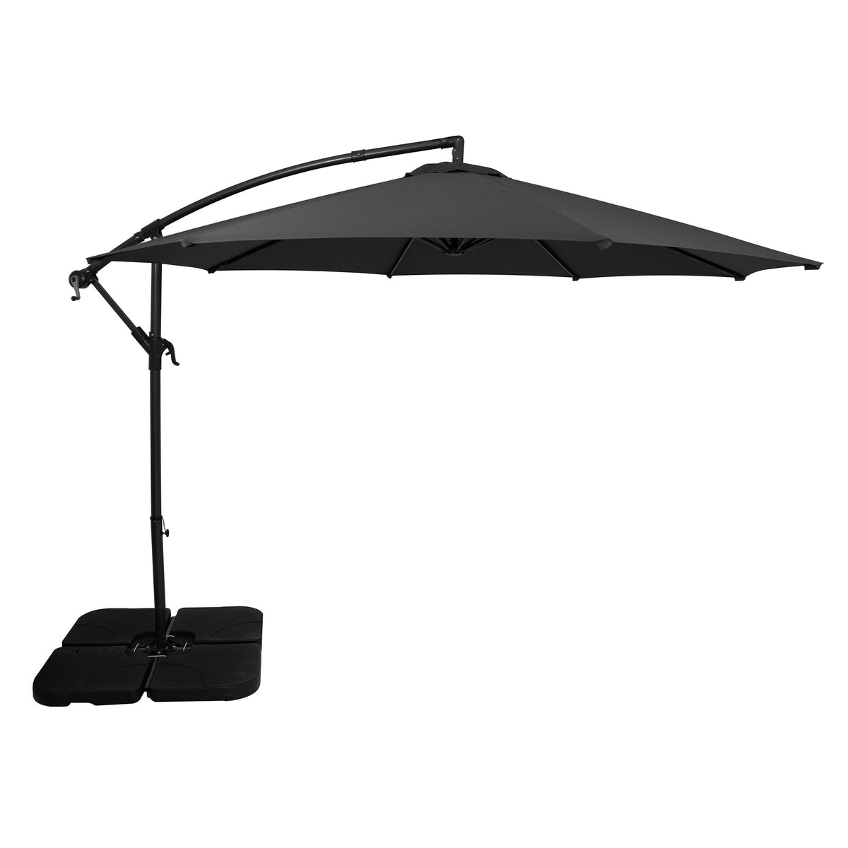 Parasol Excéntrico De 3 M Con Base Cuadrada – Gris_0