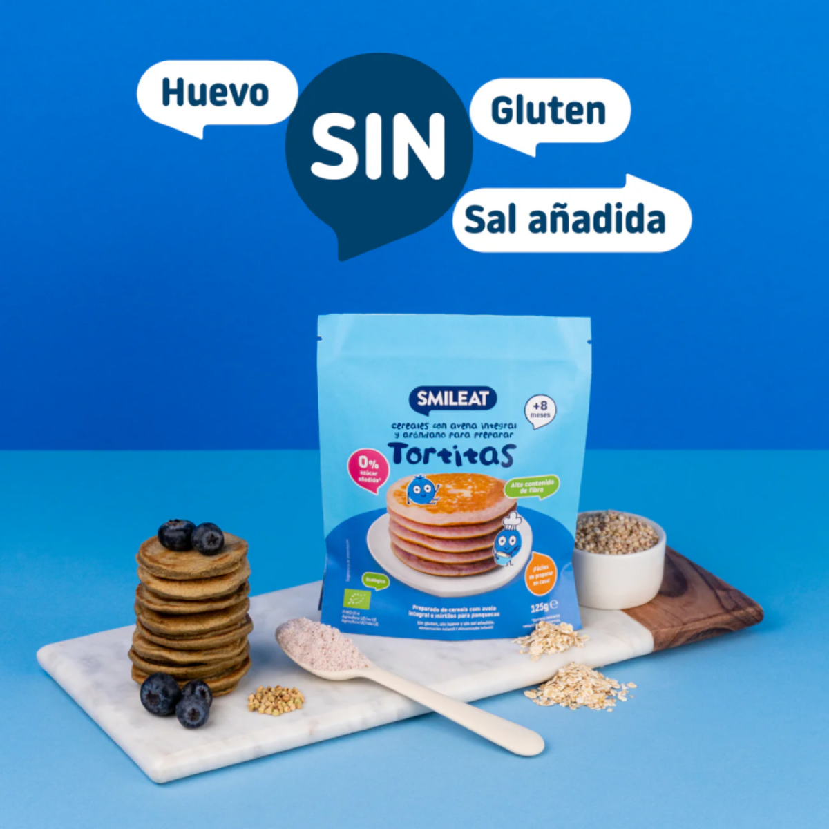 Mix Tortitas Avena integral y arándanos ECO Smileat 125 g