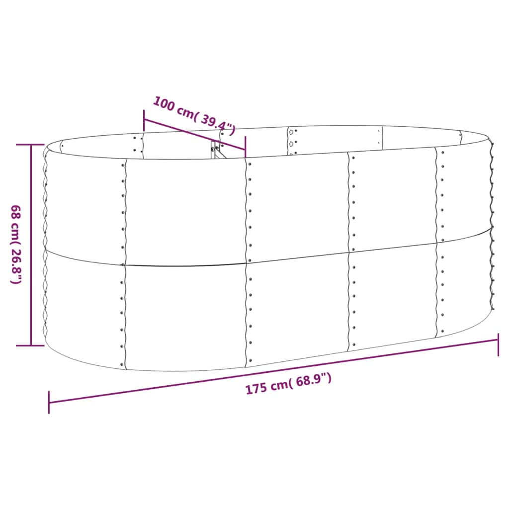 Jardinera Arriate Acero Galvanizado Gris 175x100x68 Cm_5