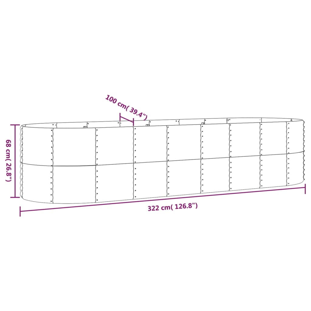 Jardinera Arriate Acero Galvanizado Gris 322x100x68 Cm_5