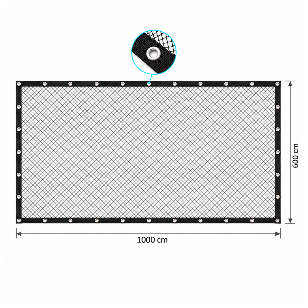 Cover Net Red Estanque 10x6m - Malla 10mm - Negro/verde - Con Estacas_3