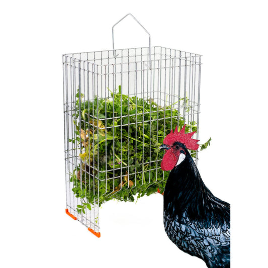 Cesta Para Hierba - Forrajera Para Aves De Corral - Comedero Antiestrés Para Gallinas - Acero Galvanizado_0