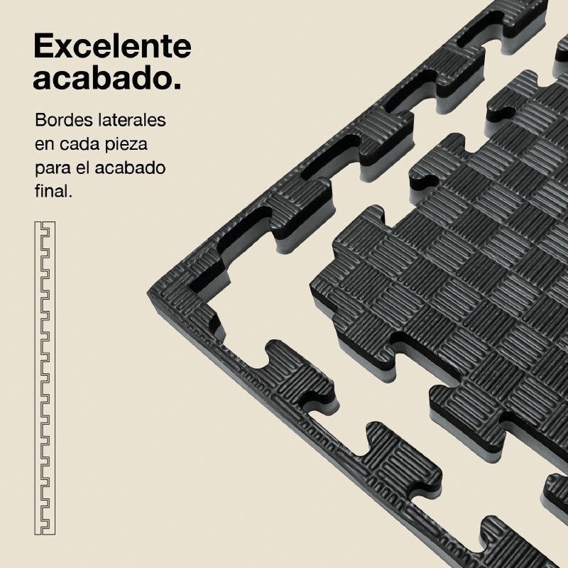 Jowy Tatami Puzzle 4cm 100x100cm, Pack 4 Unidades – Superficie 5 Líneas Gris/negro_2