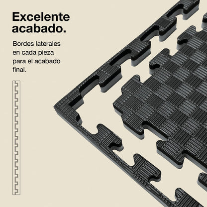 Jowy Tatami Puzzle 4cm 100x100cm, Pack 4 Unidades – Superficie 5 Líneas Gris/negro_2