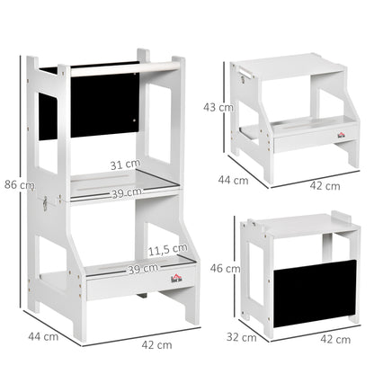 Homcom Torre De Aprendizaje 2 En 1 Con Pizarra 42x44x86 Cm Gris_2