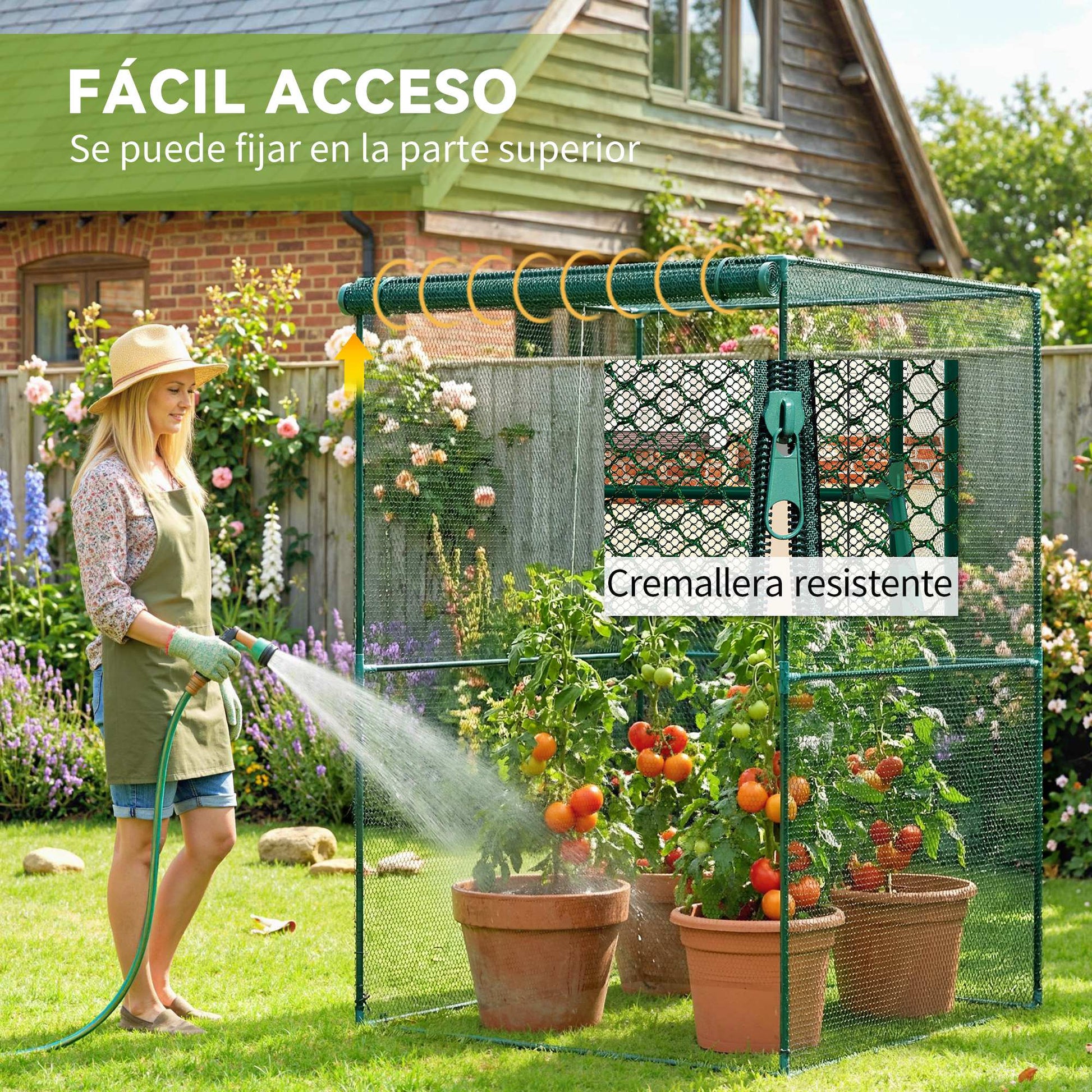 Outsunny Jaula De Cultivo Con Puerta Enrollable Y Marco De Acero 120x120x180 Cm_5