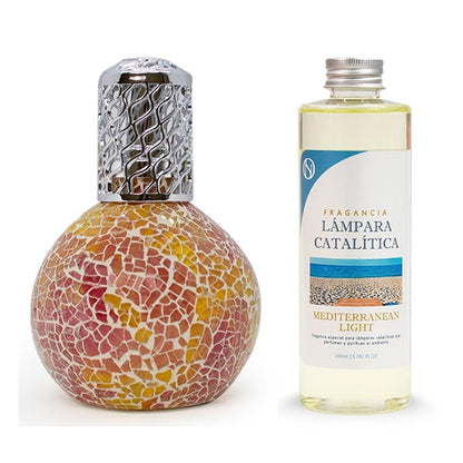 Lámpara Catalítica Mosaico Bicolor + Aroma Mediterranean Light 200ml - Elimina Malos Olores, Impurezas Y Perfuma_0