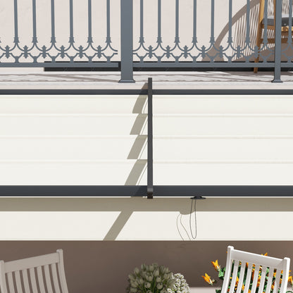 Outsunny Pérgola De Pared 3x3 M Con Techo Retráctil De Poliéster Crema Y Gris_3