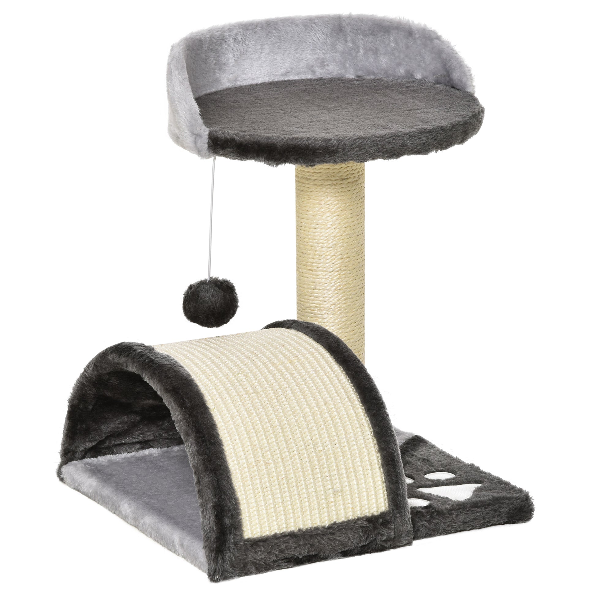 Pawhut Árbol Rascador Para Gatos 2 Niveles Con Poste Tablero Para Rascar Gris_0