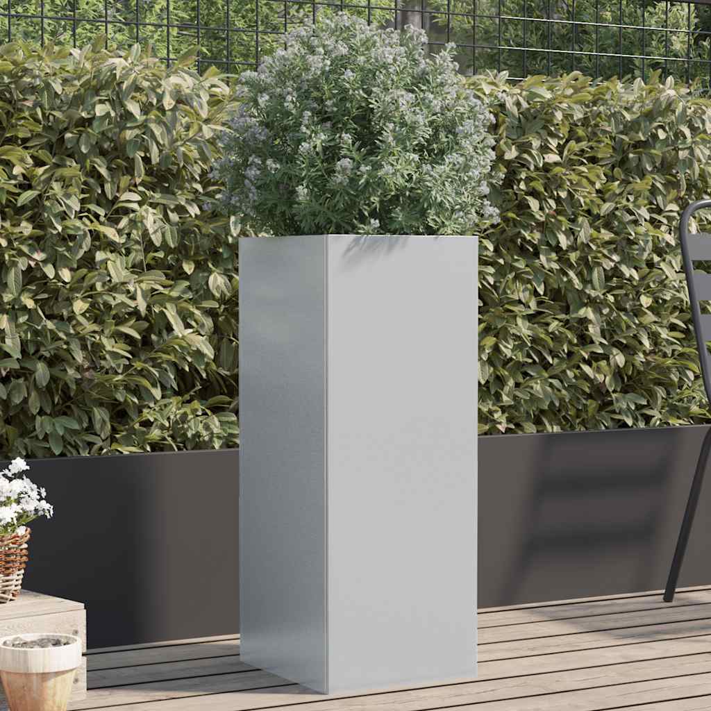Jardinera De Acero Galvanizado Plateado 32x29x75 Cm_1