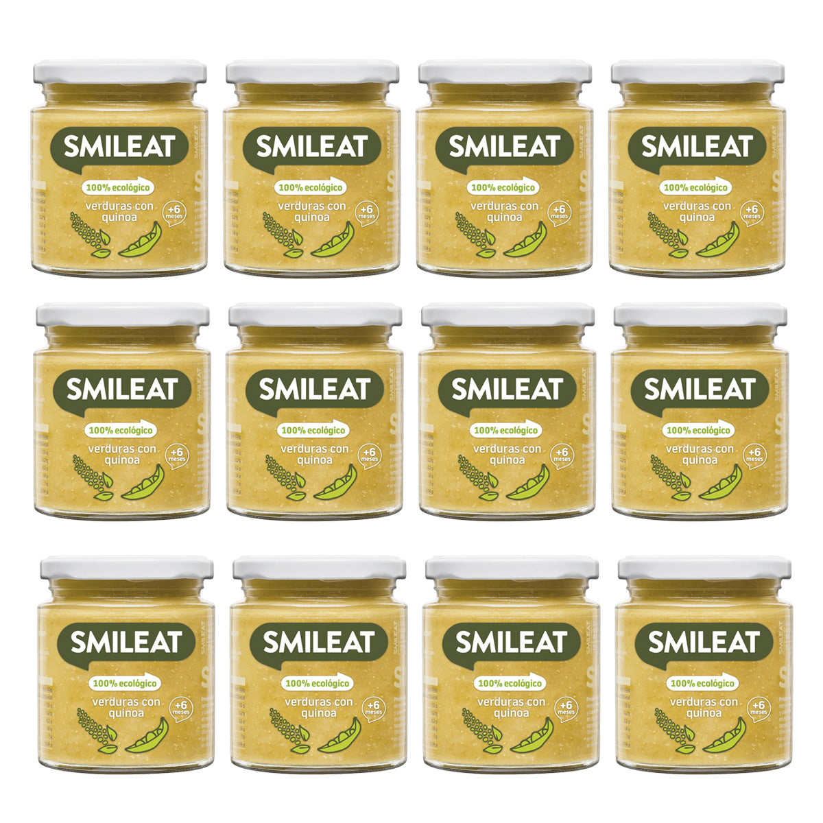 Pack 12x Tarrito de Verduras con Quínoa Ecológico Smileat, 230g