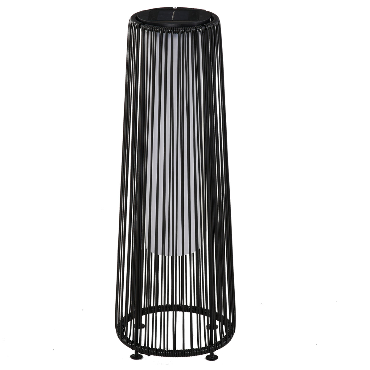 Outsunny Lámpara De Pie Ratán Energía Solar Con Control Luz Automático Negro_0