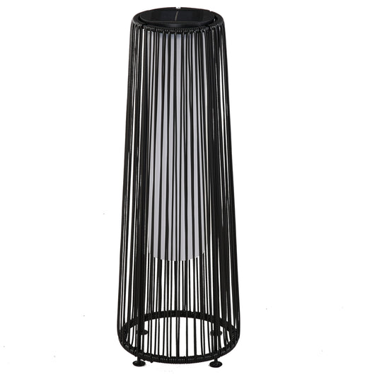 Outsunny Lámpara De Pie Ratán Energía Solar Con Control Luz Automático Negro_0