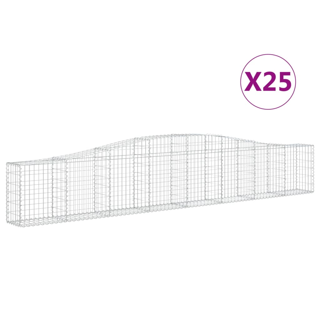 Cestas De Gaviones 25 Uds Forma De Arco Hierro 400x30x60/80 Cm_0