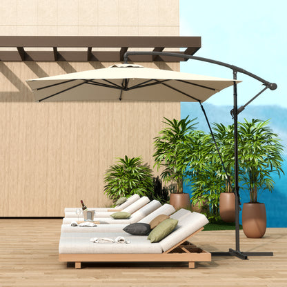 Outsunny Parasol Excéntrico 247x247 Cm Con Base Cruzada Manivela Caqui_1