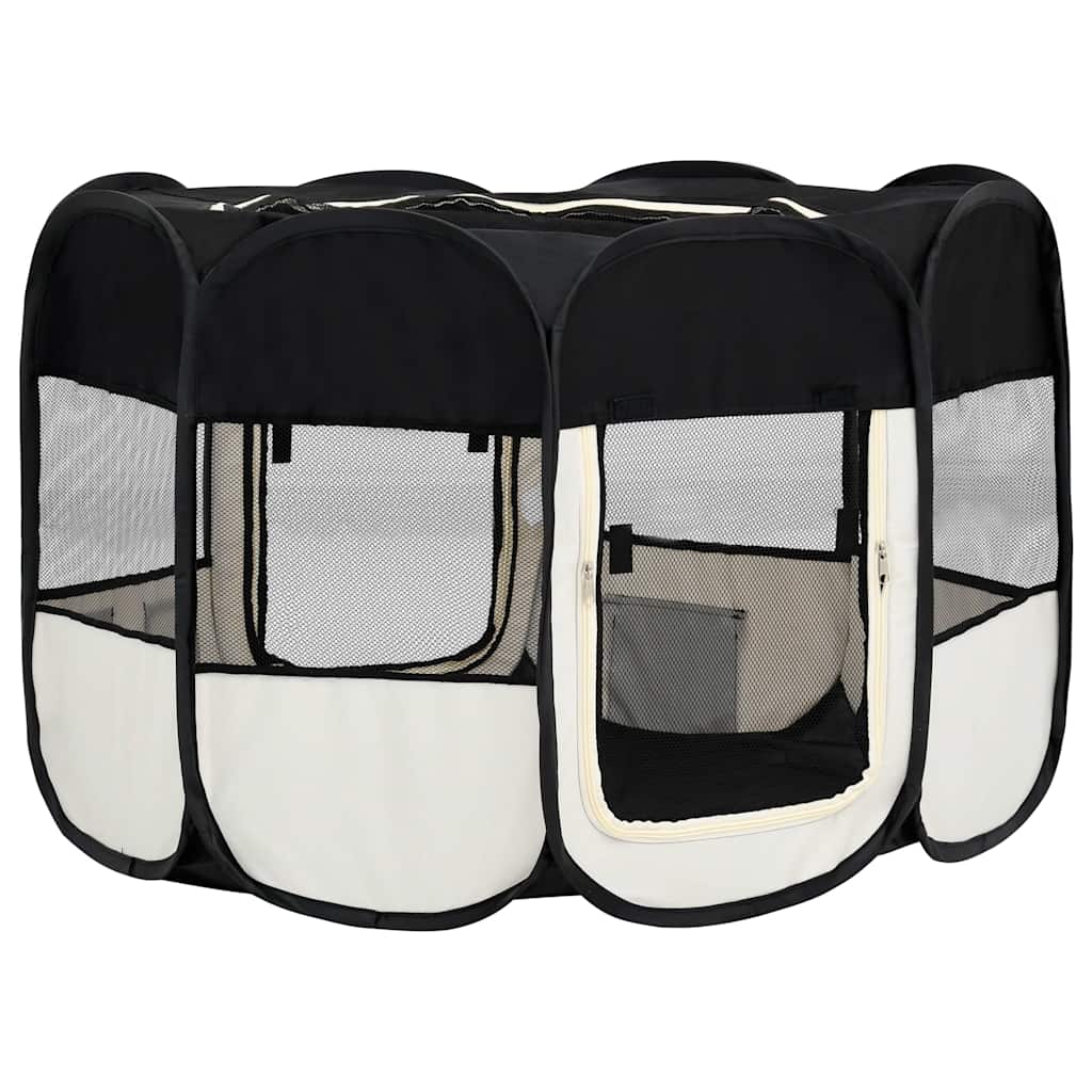 Parque De Perros Plegable Y Bolsa Transporte Negro 110x110x58cm_4