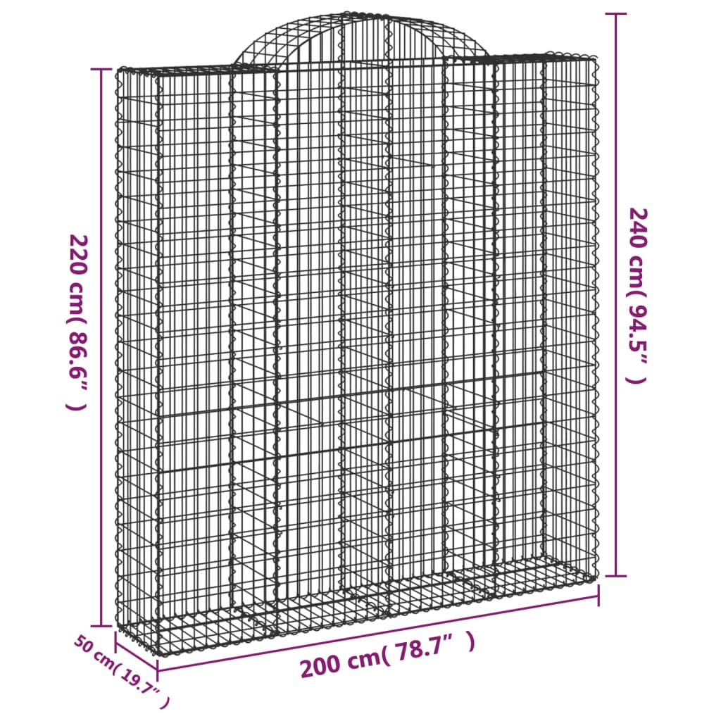 Cestas De Gaviones 15 Uds Forma De Arco Hierro 200x50x220/240cm_5