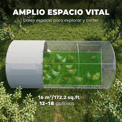 Pawhut Gallinero Para Exterior 5,7x2,8x1,97 M Para 12-18 Gallinas De Acero Galvanizado_3