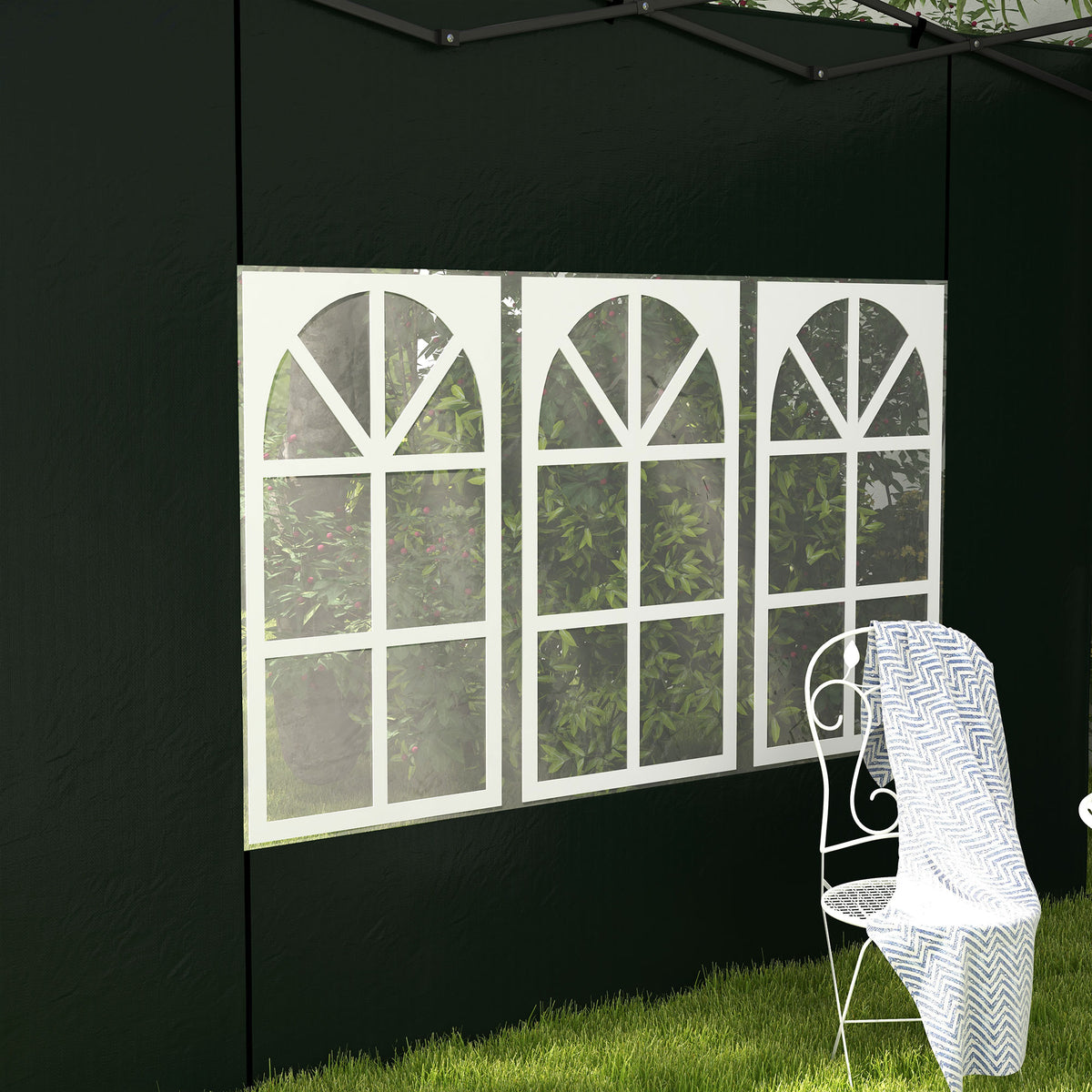 Paredes Laterales Outsunny Pe Verde Oscuro 293x193 Cm_4