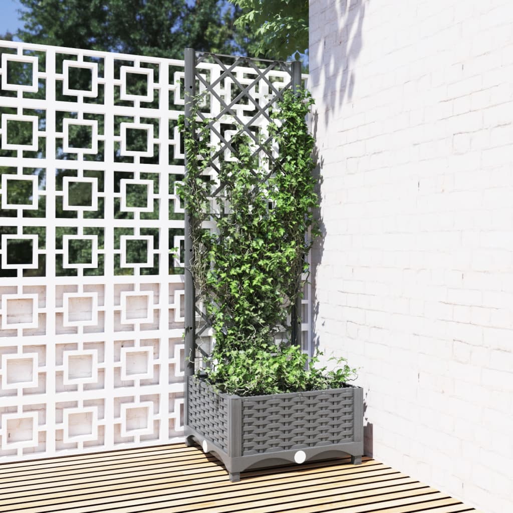 Jardinera Con Enrejado Pp Gris Claro 40x40x121,5 Cm_1