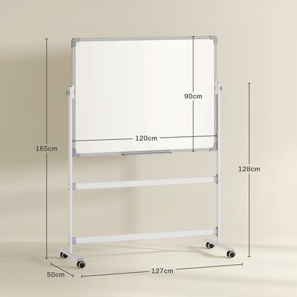 Homcom Pizarra Blanca Móvil De Doble Cara Magnética 120x90 Cm Con Soporte_2