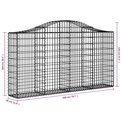 Cestas De Gaviones 9 Uds Forma De Arco Hierro 200x30x100/120 Cm_5